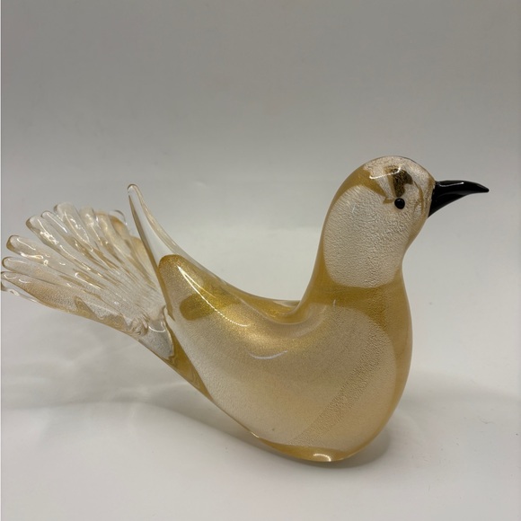 Formia Murano Hand Blown Gold Aventurine Bird Italian Art Glass - Picture 2 of 6